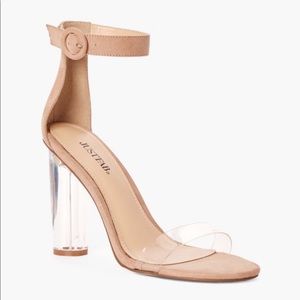 Nude Reflective Strappy Heel Sandal